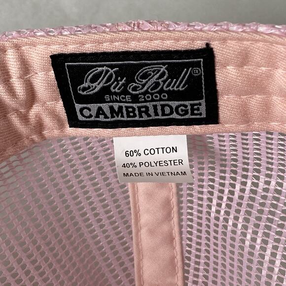 Pit Bull Cambridge Pink Corduroy Mesh Trucker Hat Y2K Embroidered Celestial Boho - Picture 5 of 7